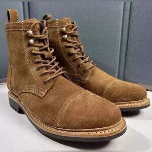 Frye Russell Men’s Sz 10 Tan Leather Suede Cap Boots Lace Zip Up Stylish FR41606